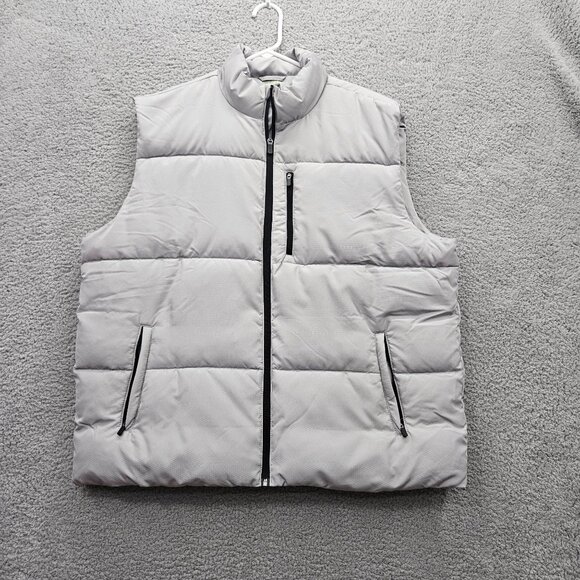 Tek Gear Mens XL Gray Puffer Vest With Zipper Pockets - Picture 1 of 4